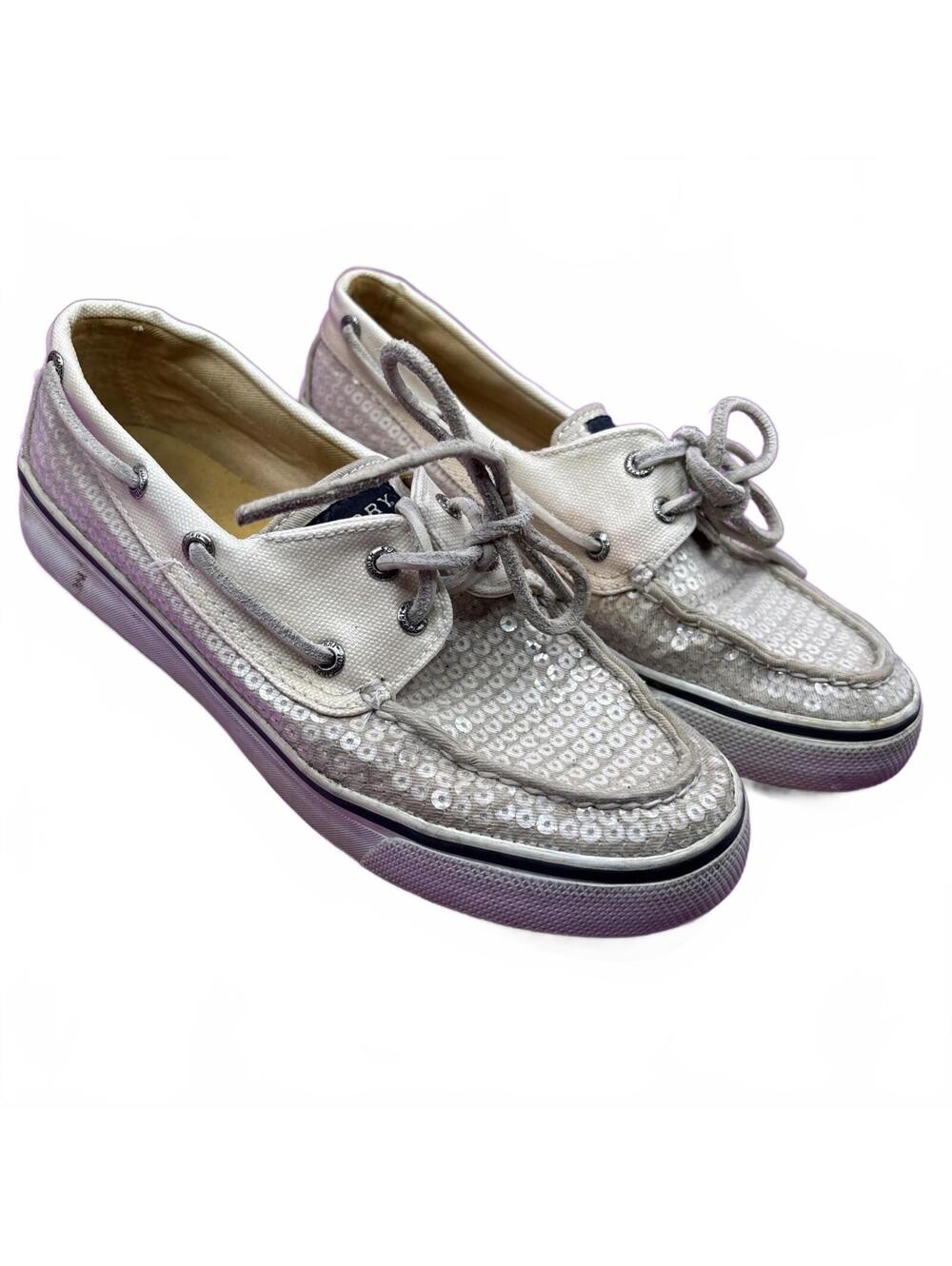 Sperry Women's Sequin Boat Shoes White Size 7